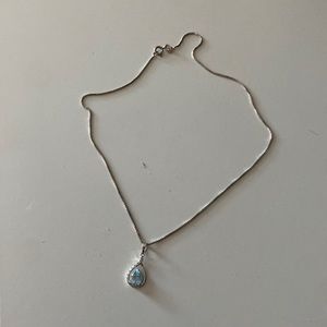 Blue stone necklace with sterling silver chain